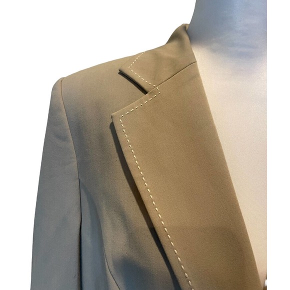 CABI Tan Single Button Collared Career Classic Boss Babe Blazer Jacket Women 8 - Picture 7 of 14